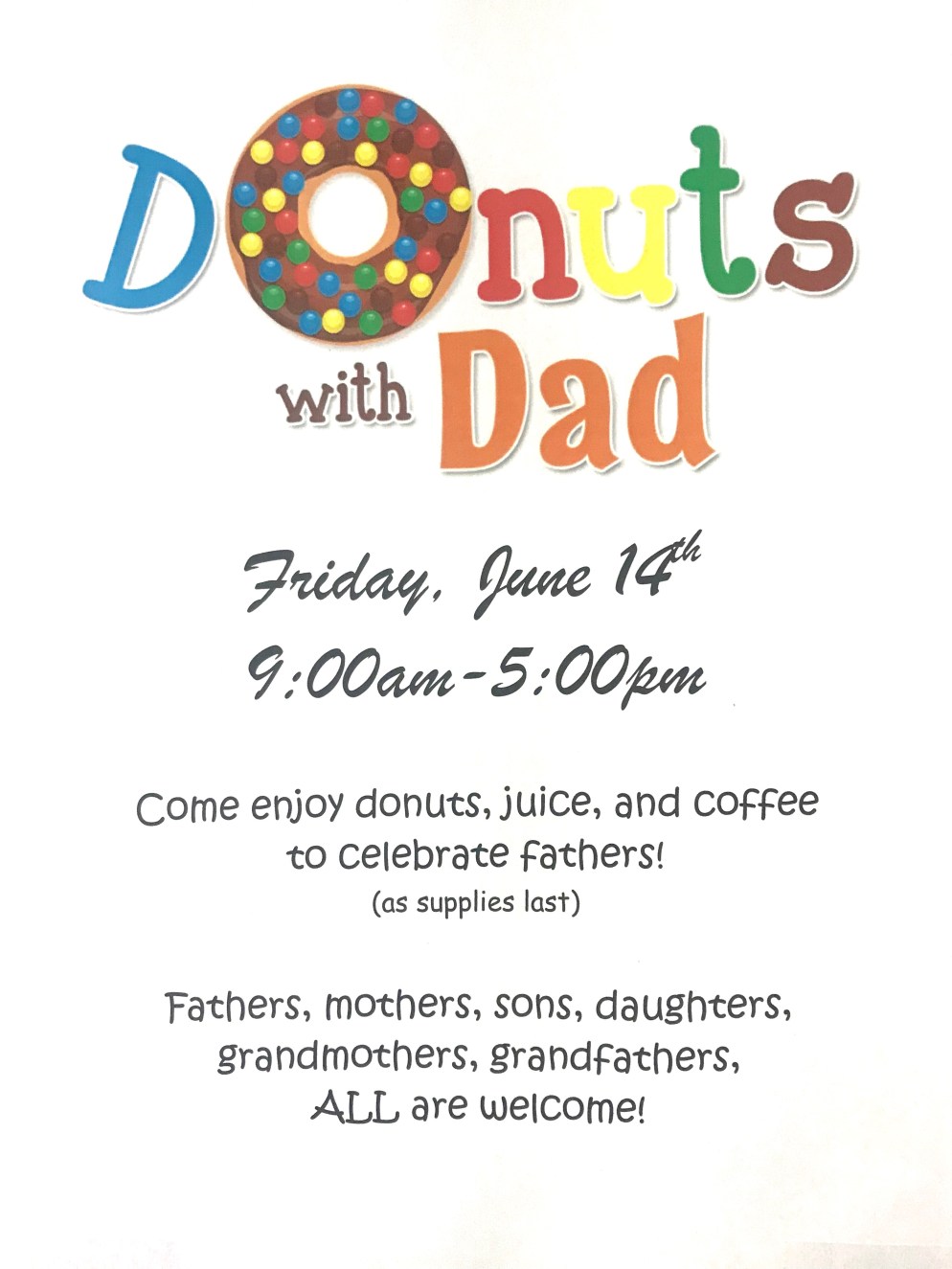 Father’s Day Event Donuts with Dads Beulah Public Library
